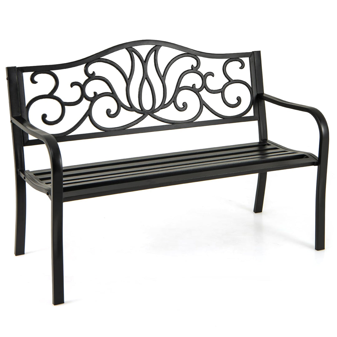 Giantex 50 Inches Outdoor Bench with Floral Pattern