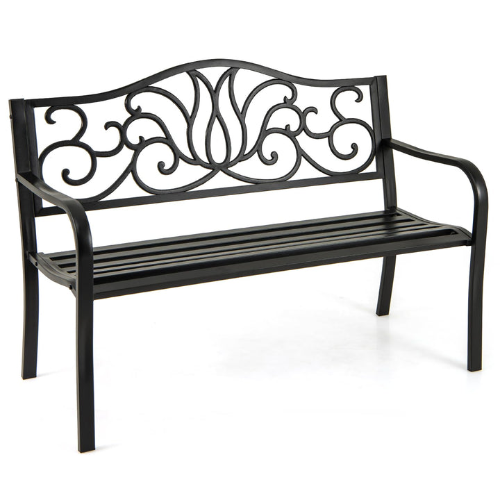 Giantex 50 Inches Outdoor Bench with Floral Pattern