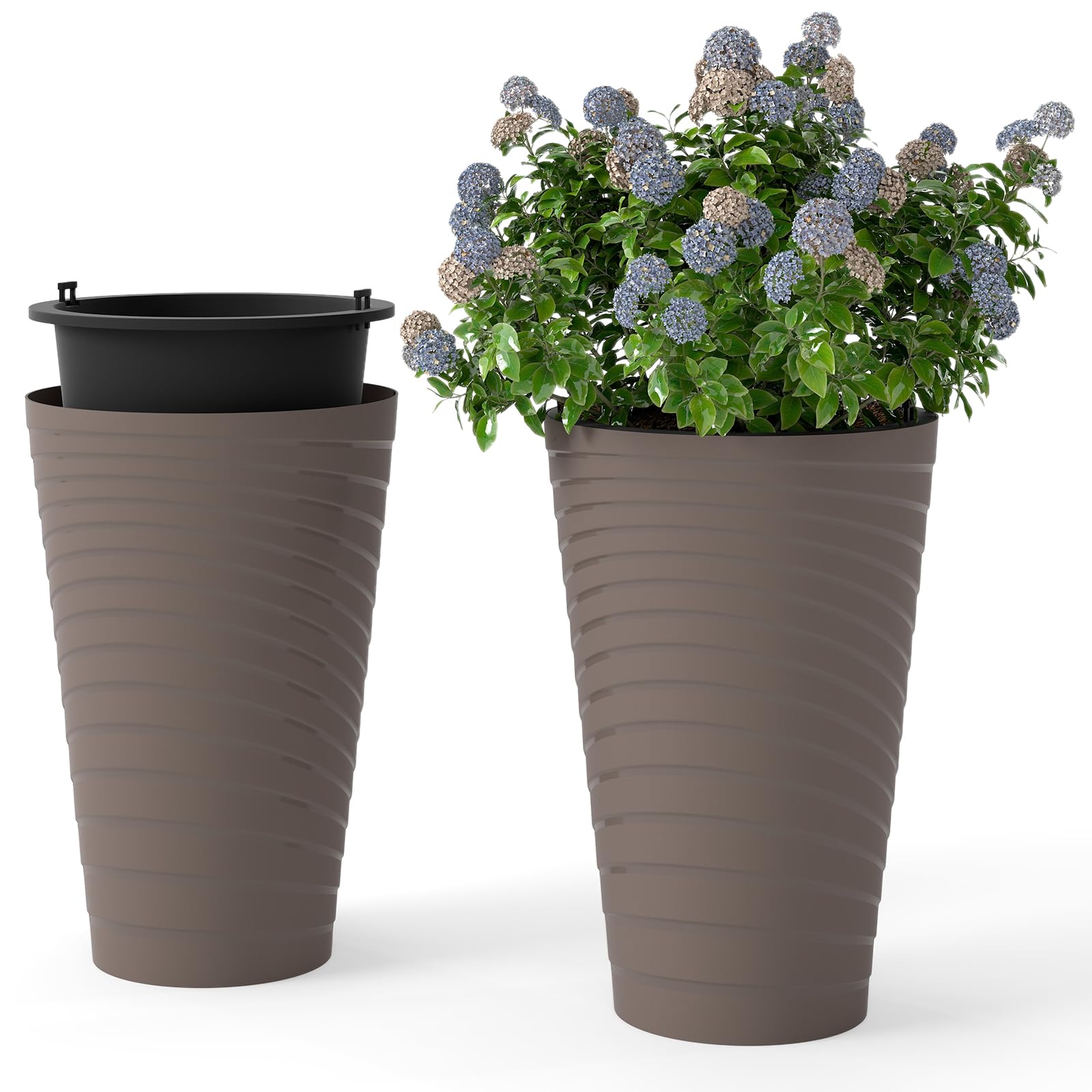 plastic tall planter pots Giantex 18" Tall Flower Pot Set of 2 Modern Decorative Planter Pots