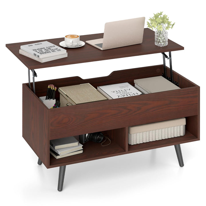 Giantex Lift Top Coffee Table Modern Cocktail Table w/Hidden Compartment & 2 Open Shelves