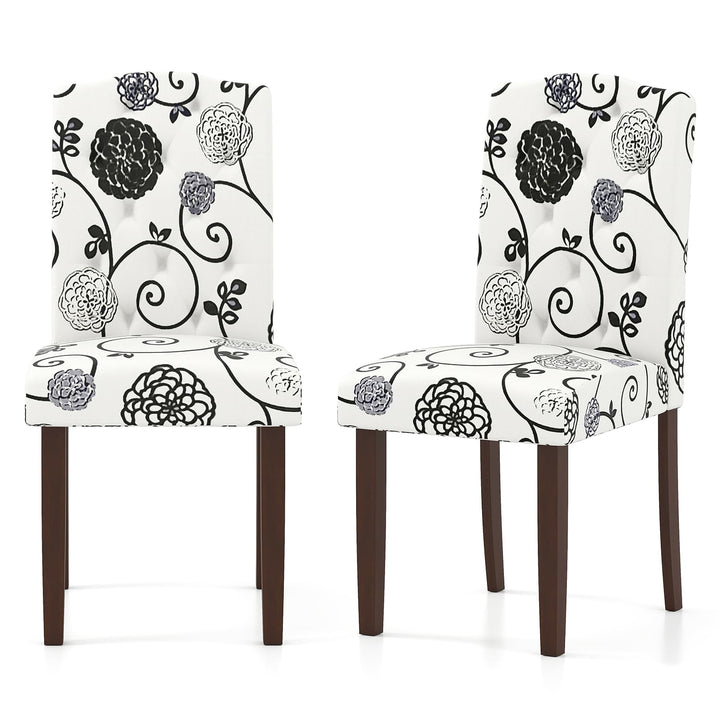 Giantex Upholstered Dining Chairs Set of 2/4 Button Tufted Fabric Upholstered Parson Chairs