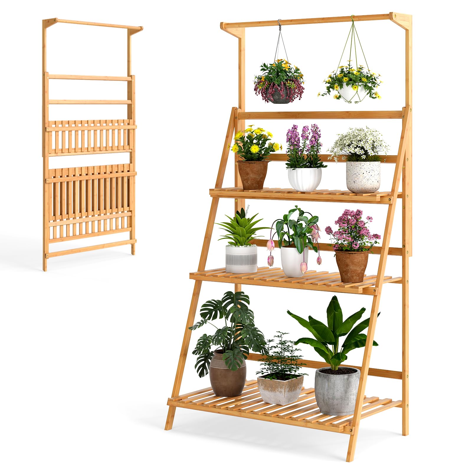 hanging ladder plant holder Giantex Plant Stand Indoor Outdoor
