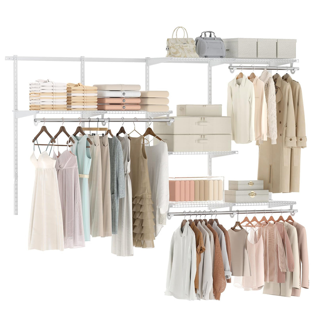 Giantex Closet Organizer System 4-8 FT Wall-Mounted Closet Shelves and Rod