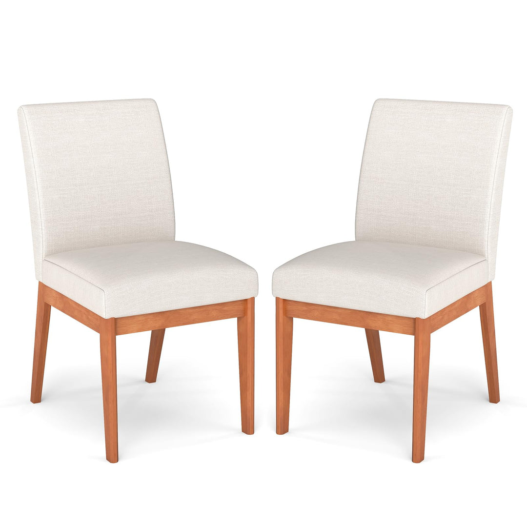 Giantex Upholstered Dining Chairs Set of 2 or 4 Kitchen Armless Side Chair w/Rubber Wood Legs
