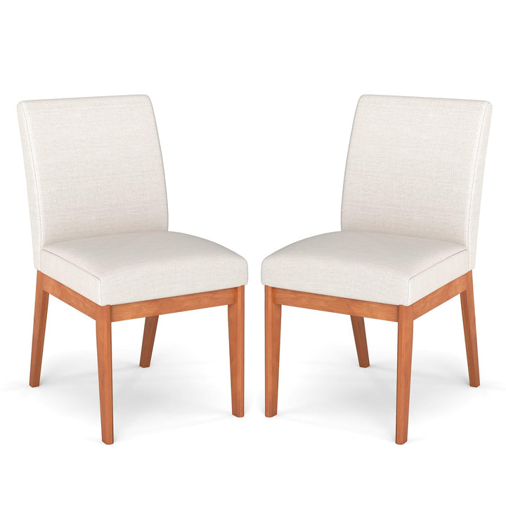 Giantex Upholstered Dining Chairs Set of 2 or 4 Kitchen Armless Side Chair w/Rubber Wood Legs