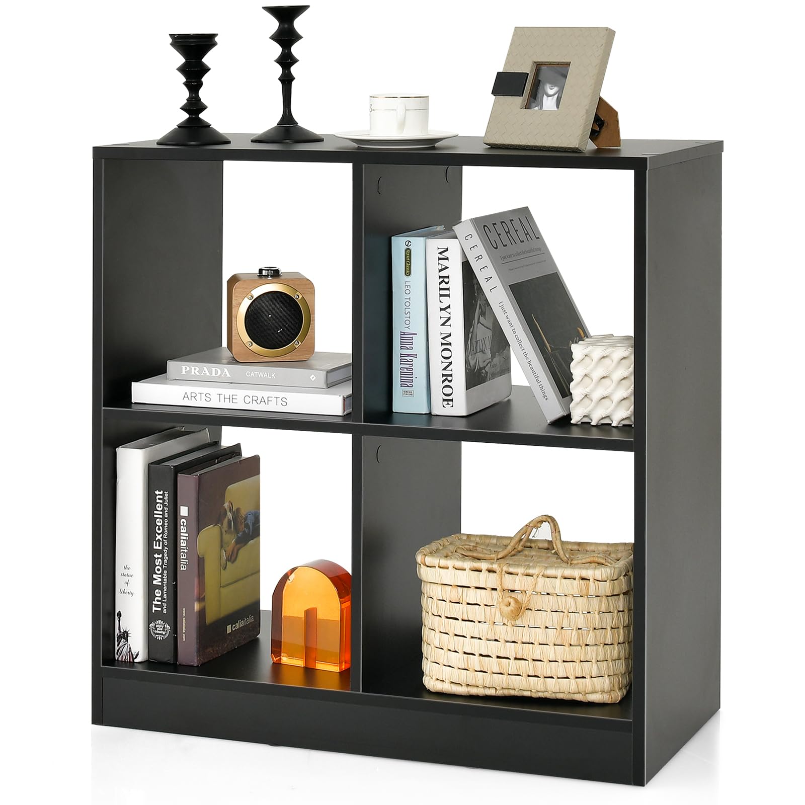 Giantex 4-Cube Bookcase - 2-Tier Bookshelf Open Back