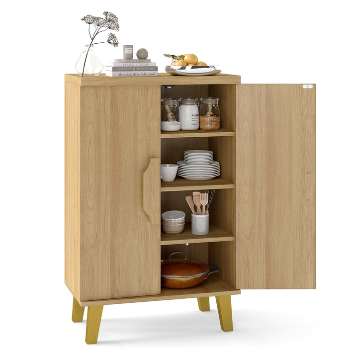 Giantex Sideboard Buffet Cabinet, Kitchen Storage Cabinet with Double Doors & Removable Shelves (Natural Oak,1)