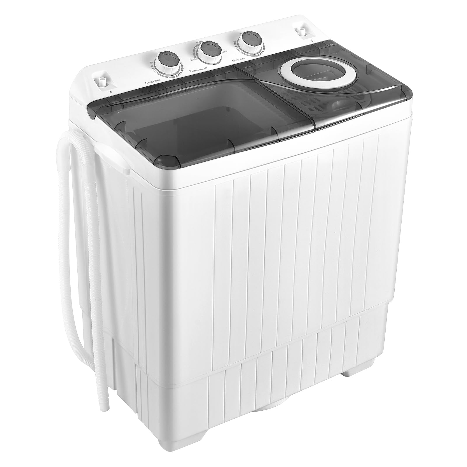 26 lbs Twin Tub Portable Washing Machine with Built-In Drain Pump-Gray | Costway