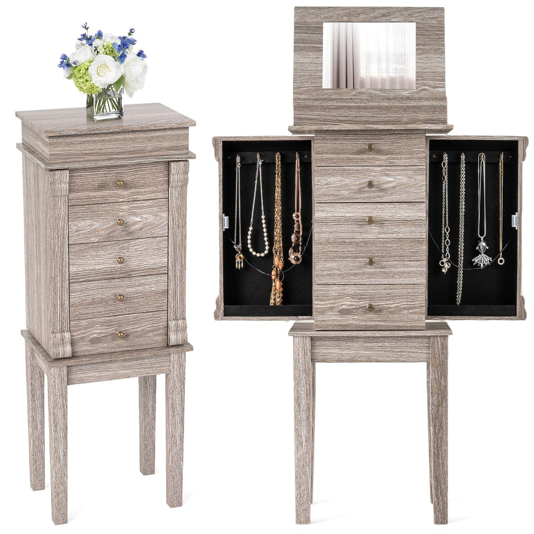 Giantex Jewelry Cabinet Armoire with Flip Top Mirror