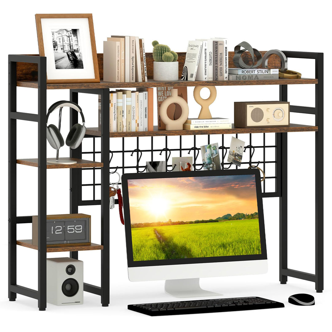 Giantex Desktop Bookshelf 37" Desk Shelf for Up to 32" Computer Monitors