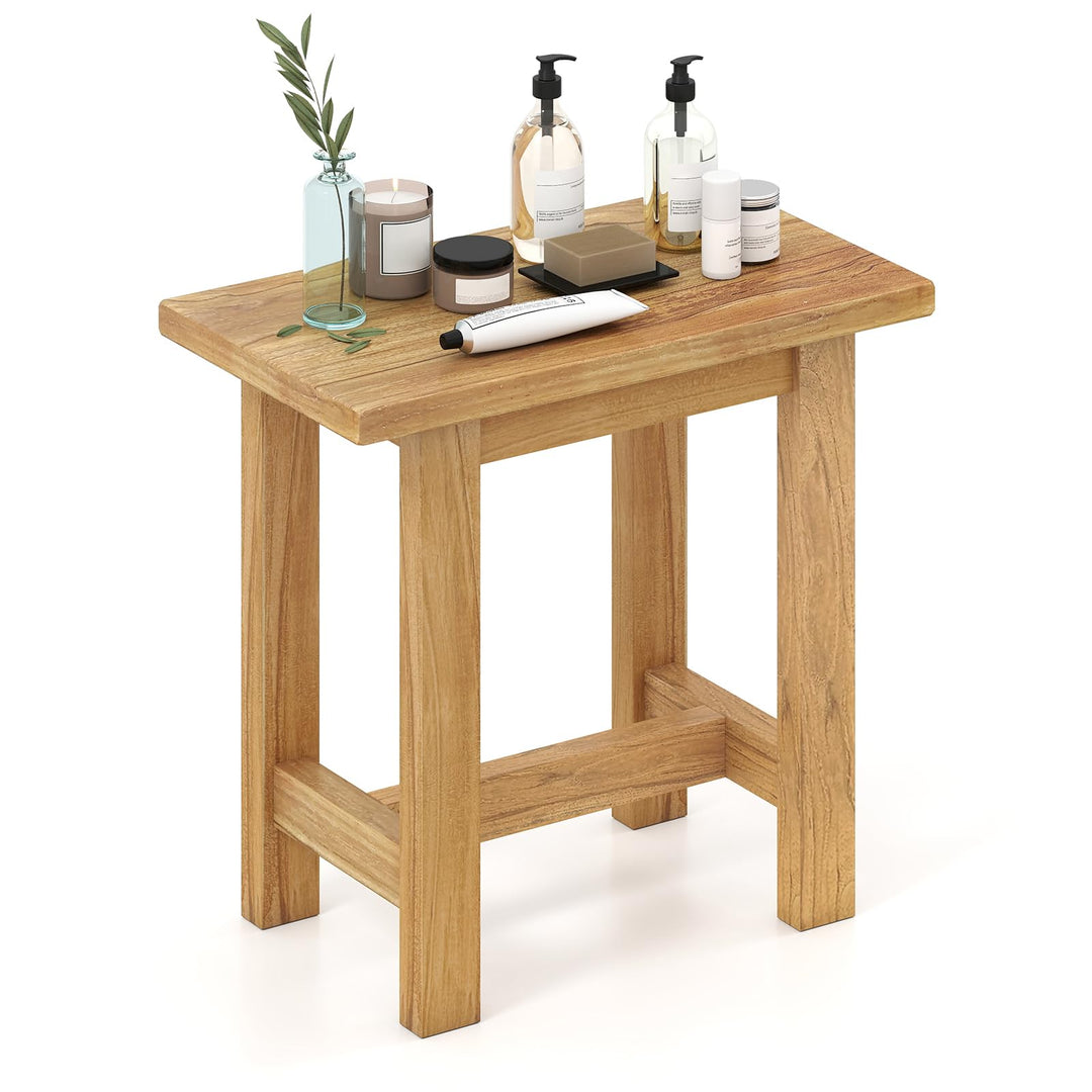 Giantex Teak Shower Bench Stool with Waterproof Spa Bath Seat for Seniors 20''L x 11''W x 18.5''H