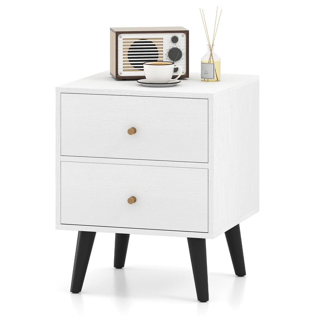 Giantex Night Stand with 2 Drawers Mid Century Modern Bedside Table