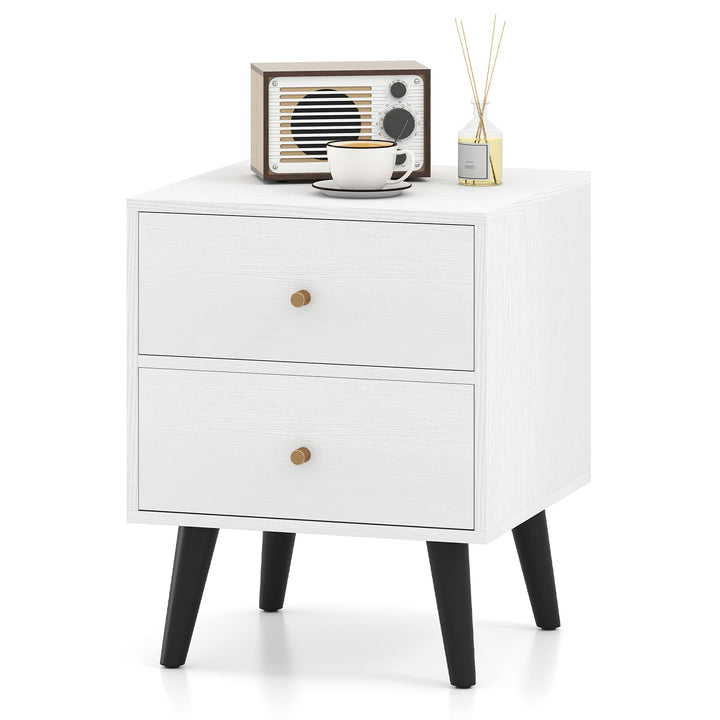 Giantex Night Stand with 2 Drawers Mid Century Modern Bedside Table