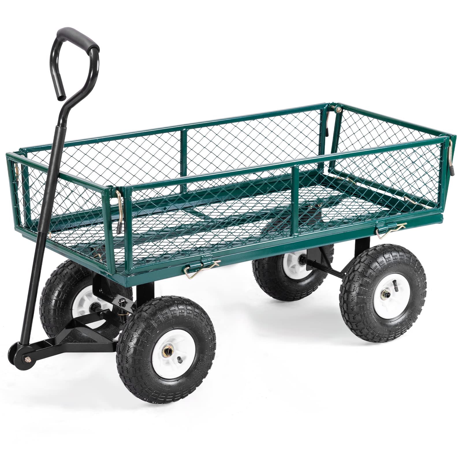 Garden Utility Cart with Steel Frame and Padded Handle Removable Sides