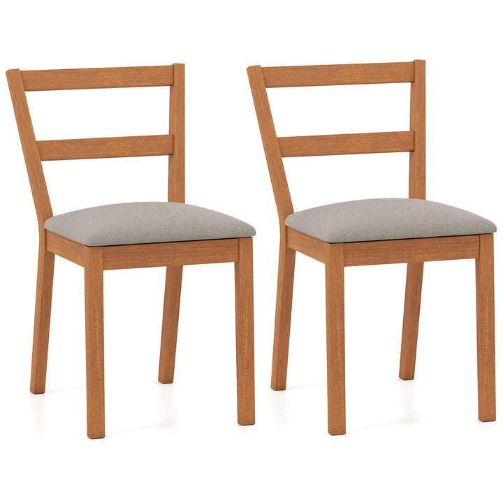 Giantex Wooden Dining Chairs Set of 2/4 Farmhouse Upholstered Kitchen Chairs with Rubber Wood Legs & Fabric Padded Seat