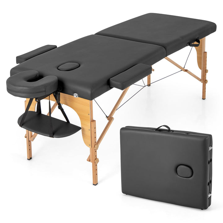 Giantex Massage Table, Portable Massage Bed w/Carrying Case, 2-Section Salon Spa Facial Care Tattoo Bed