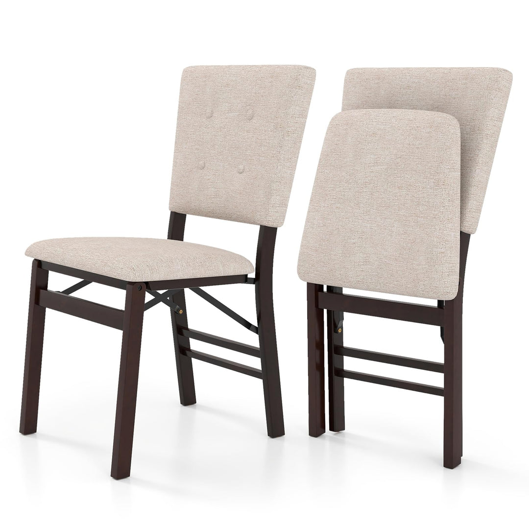 Giantex Foldable Dining Chair Set of 2/4 Armless Kitchen Chair with Padded Seat and Tilt Backrest