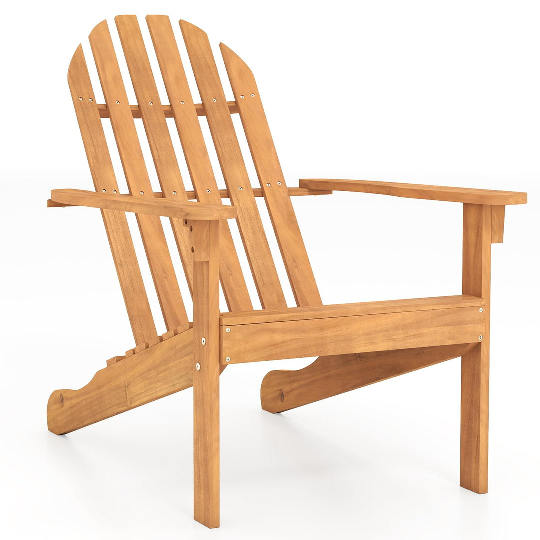 Giantex Acacia Wood Patio Adirondack Chair with Inclined Seat and High Backrest