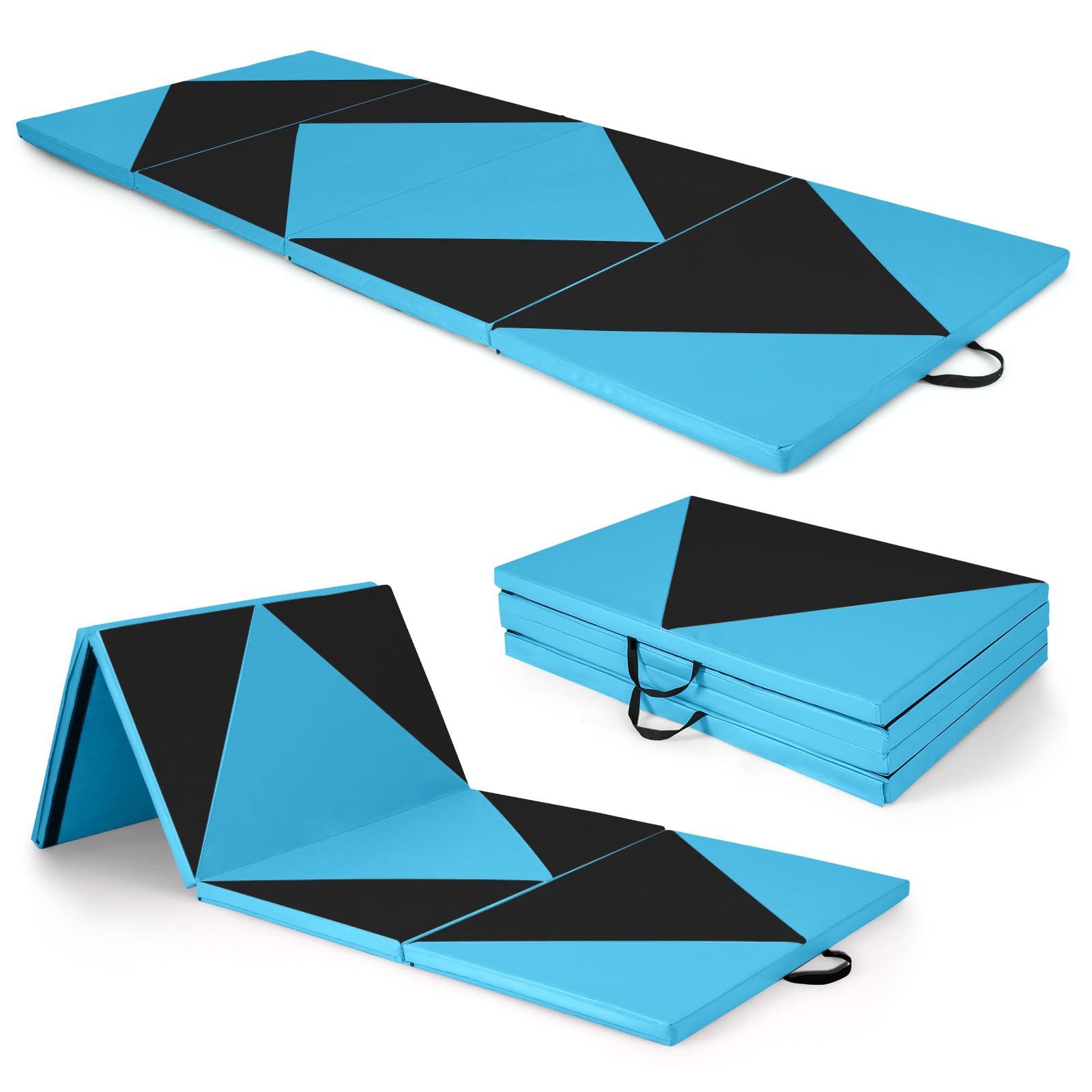 Giantex 4'x10' Gymnastics Mat, 2" Thick Folding Tumbling Mat with Carrying Handles