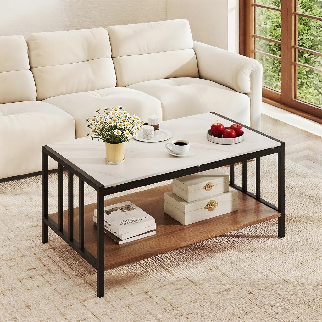 Giantex 2 Tier Coffee Table with Storage for Living Room