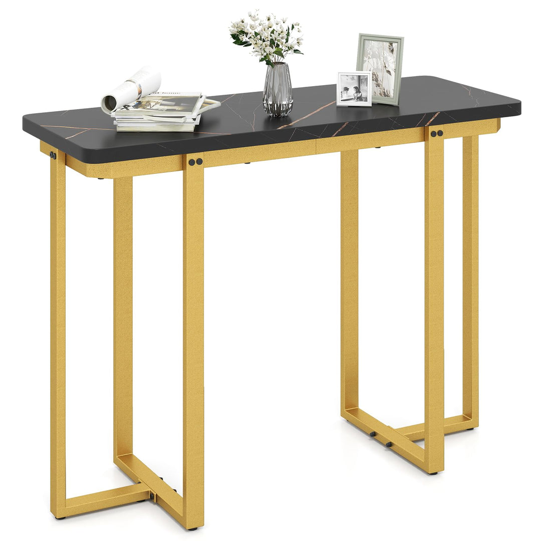 Giantex Console Table 42" Modern Faux Marble Foyer Table with Geometric Metal Frame