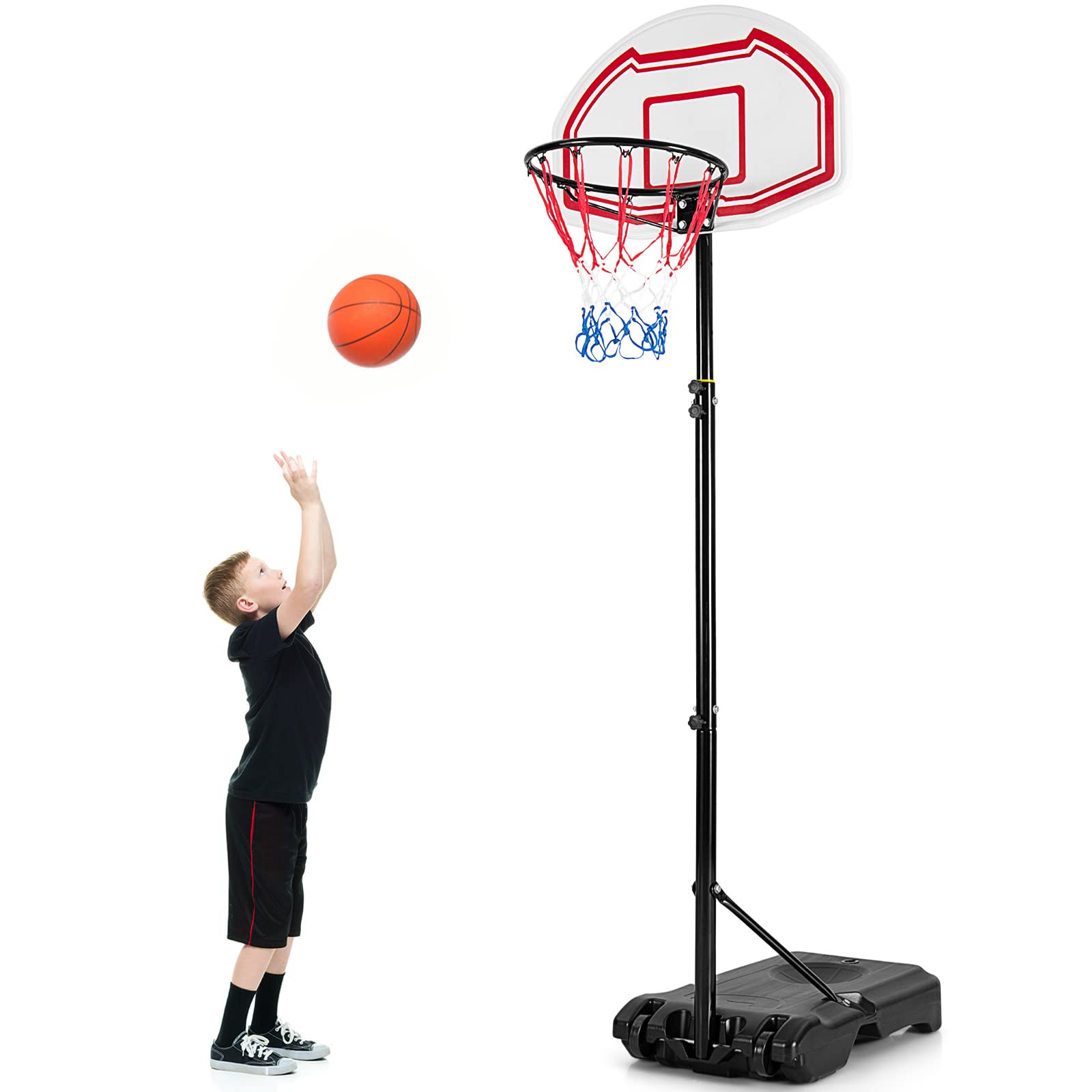 Giantex Basketball Hoop Outdoor Kids - Height Adjustable 5.2 Ft- 6.9 Ft Portable Basketball Hoop Stand with Wheels