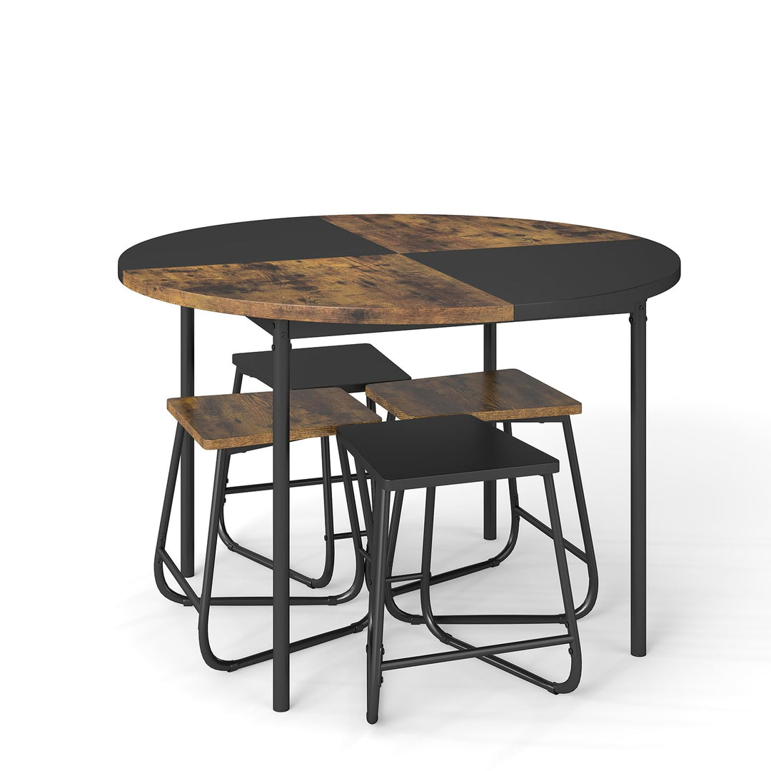 Giantex 5-Piece Dining Set 47" Round Kitchen Table and 4 Stools with Wooden Tabletop