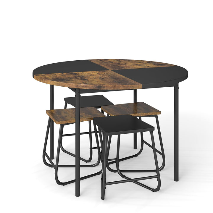 Giantex 5-Piece Dining Set 47" Round Kitchen Table and 4 Stools with Wooden Tabletop