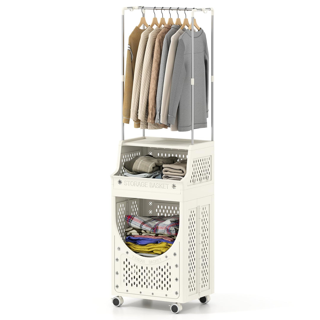 Giantex 3-Tier Laundry Cart with Hanging Rack