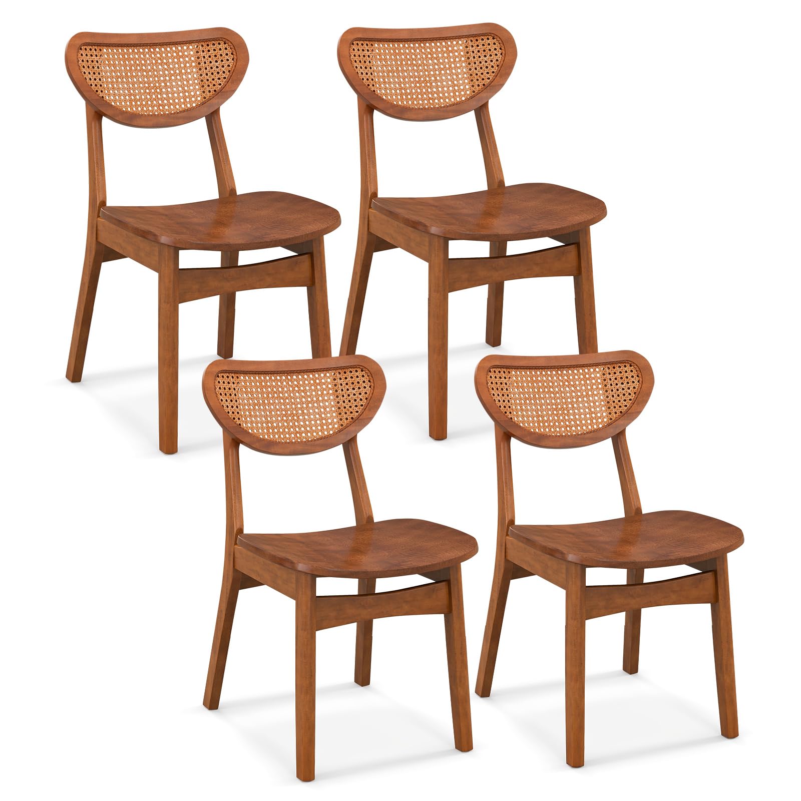 Giantex Wooden Dining Chair, Rattan Accent Chairs for Restaurant