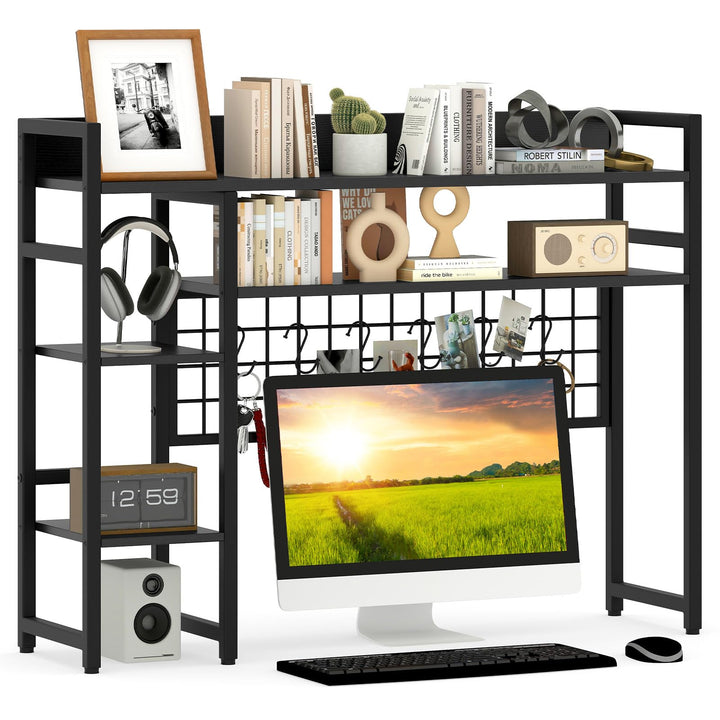 Giantex Desktop Bookshelf 37" Desk Shelf for Up to 32" Computer Monitors