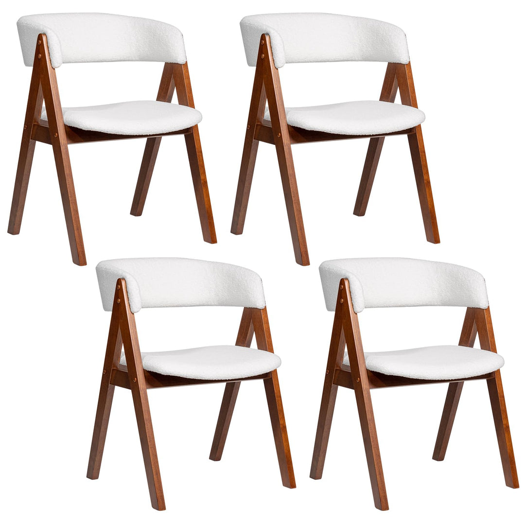 Giantex Wooden Dining Chairs Set of 2/4 Modern Sherpa Upholstered Kitchen Chair