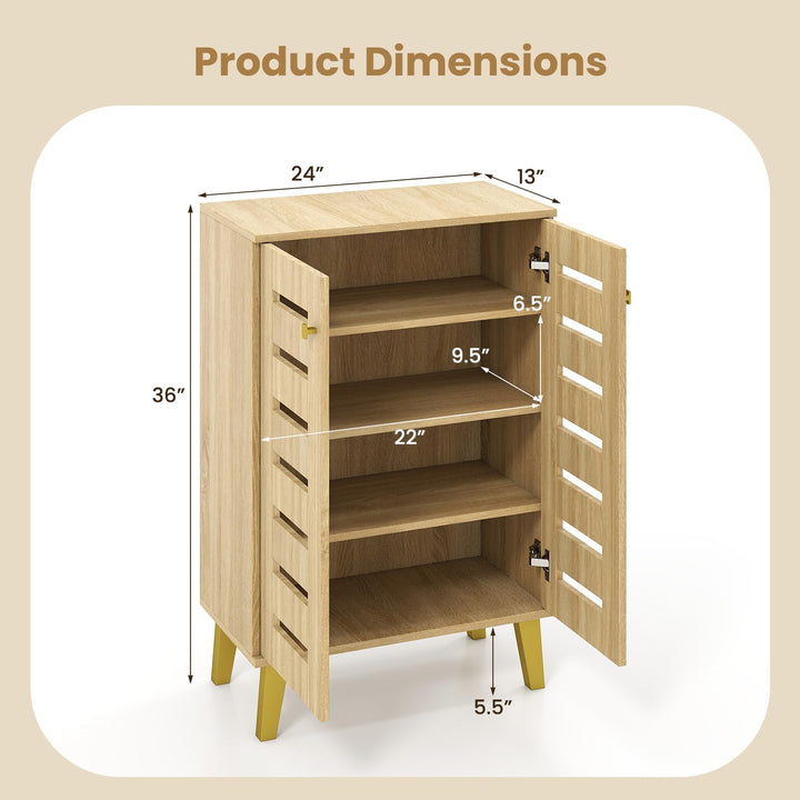 Giantex Shoe Cabinet with Doors 4-Tier Freestanding Shoe Organizer Cabinet
