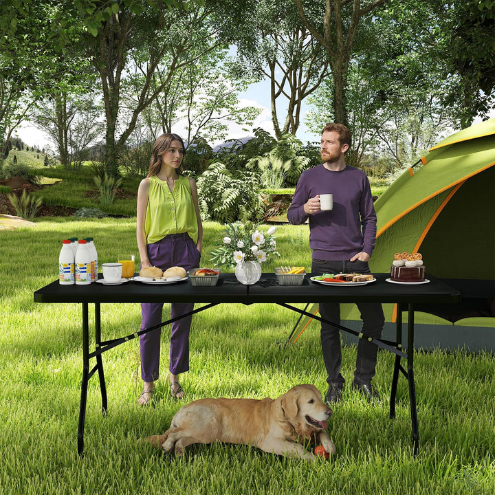 Giantex Folding Picnic Table 6FT Portable Foldable Tables for Party BBQ Metal Legs