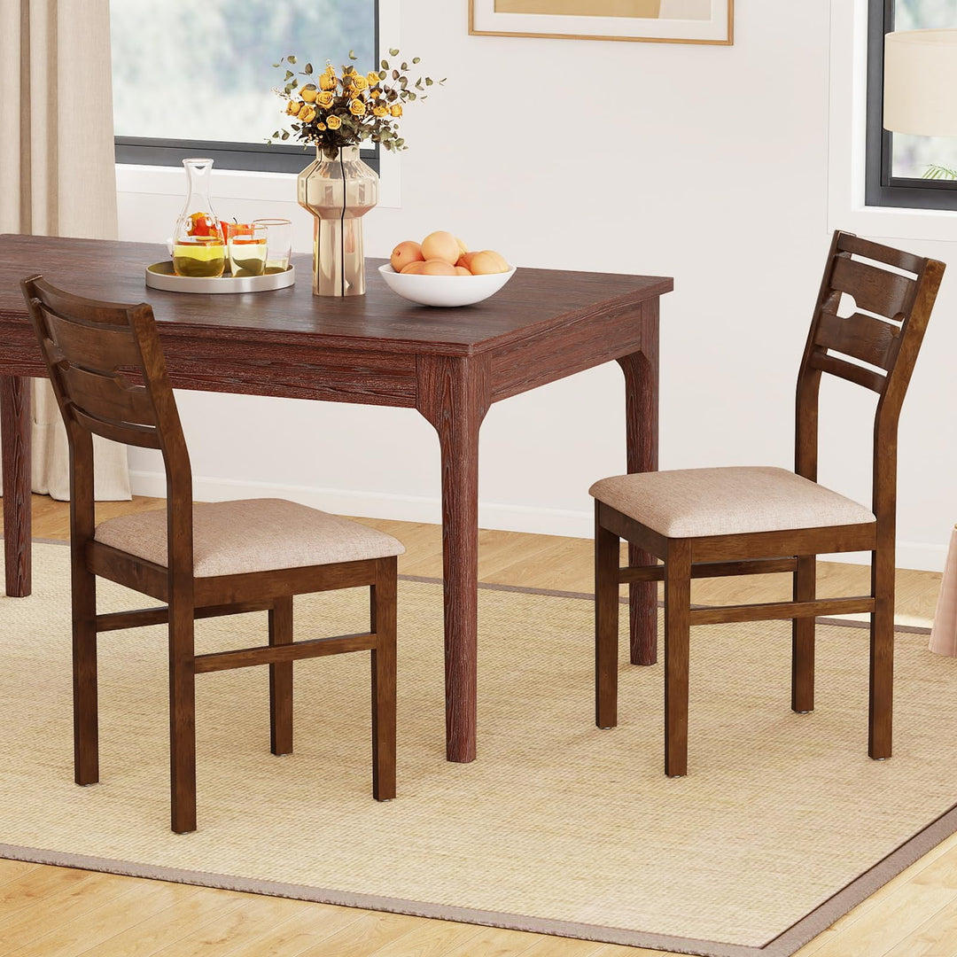 Giantex Wooden Dining Chairs Set of 2/4 Fabric Upholstered Kitchen Armless Chairs