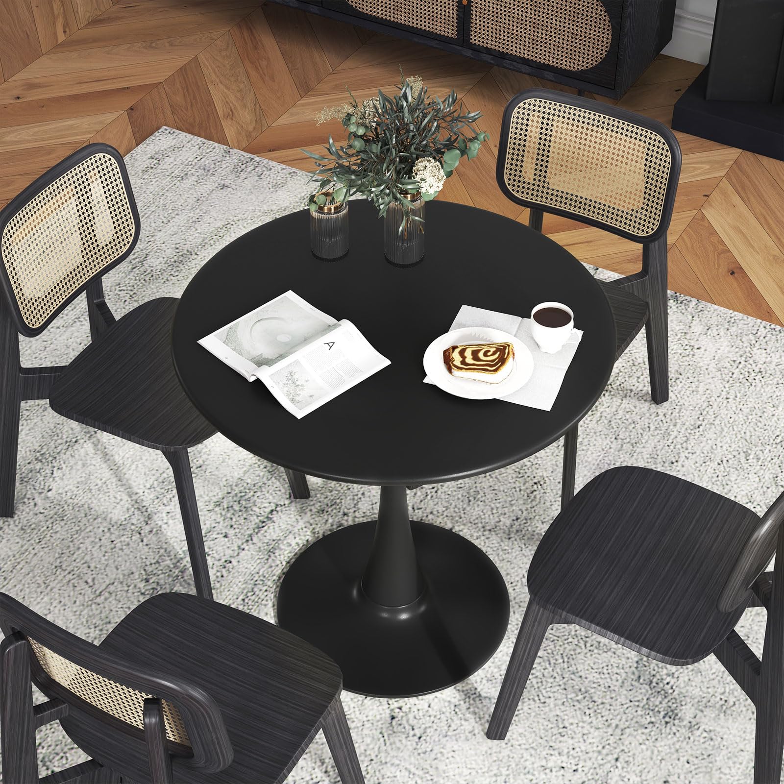 Giantex Black Round Dining Table