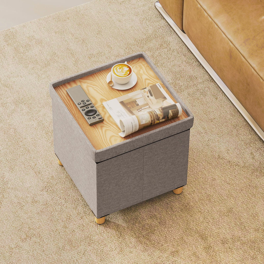 Giantex 18 Inches Ottoman with Storage and Rubber Wood Legs