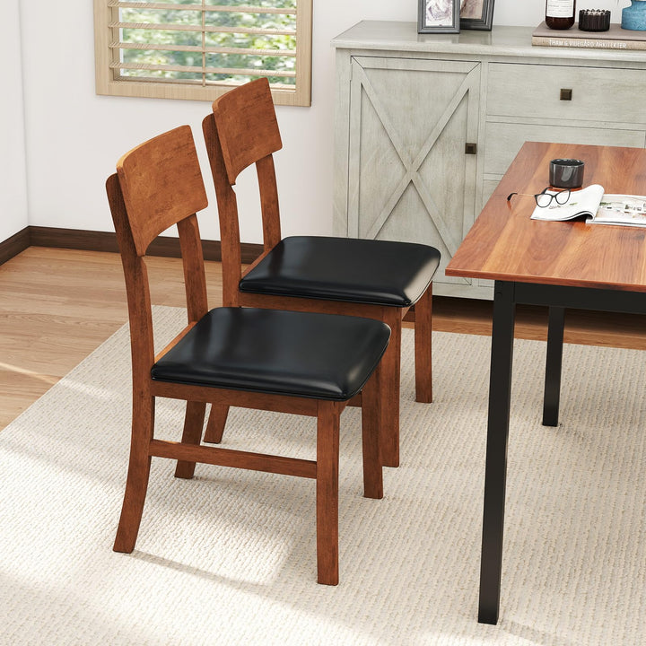Giantex Wooden Dining Chairs Set Kitchen Side Chairs w/Rubber Wood Legs Faux Leather Upholstered Seat