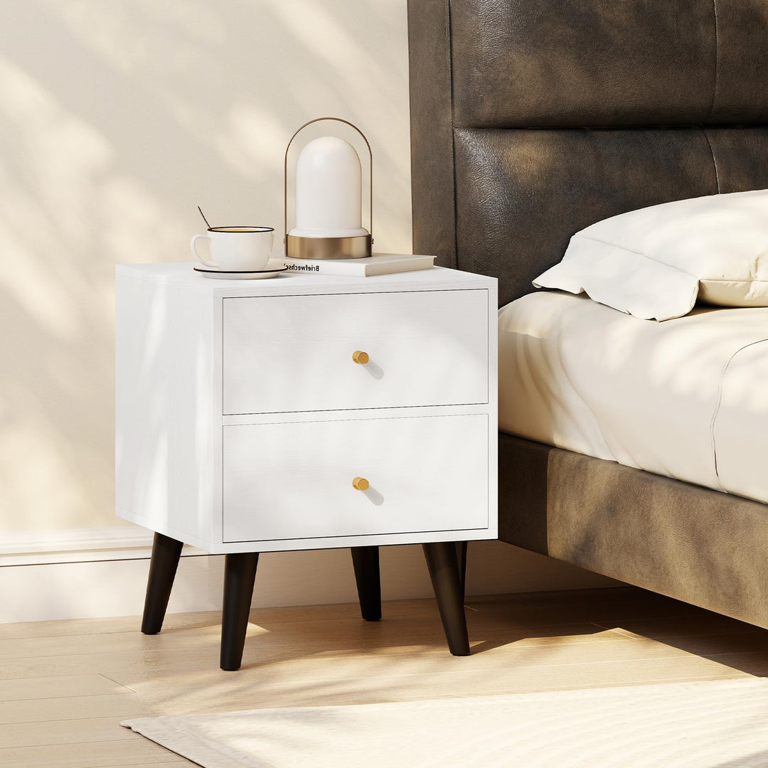 Giantex Night Stand with 2 Drawers Mid Century Modern Bedside Table