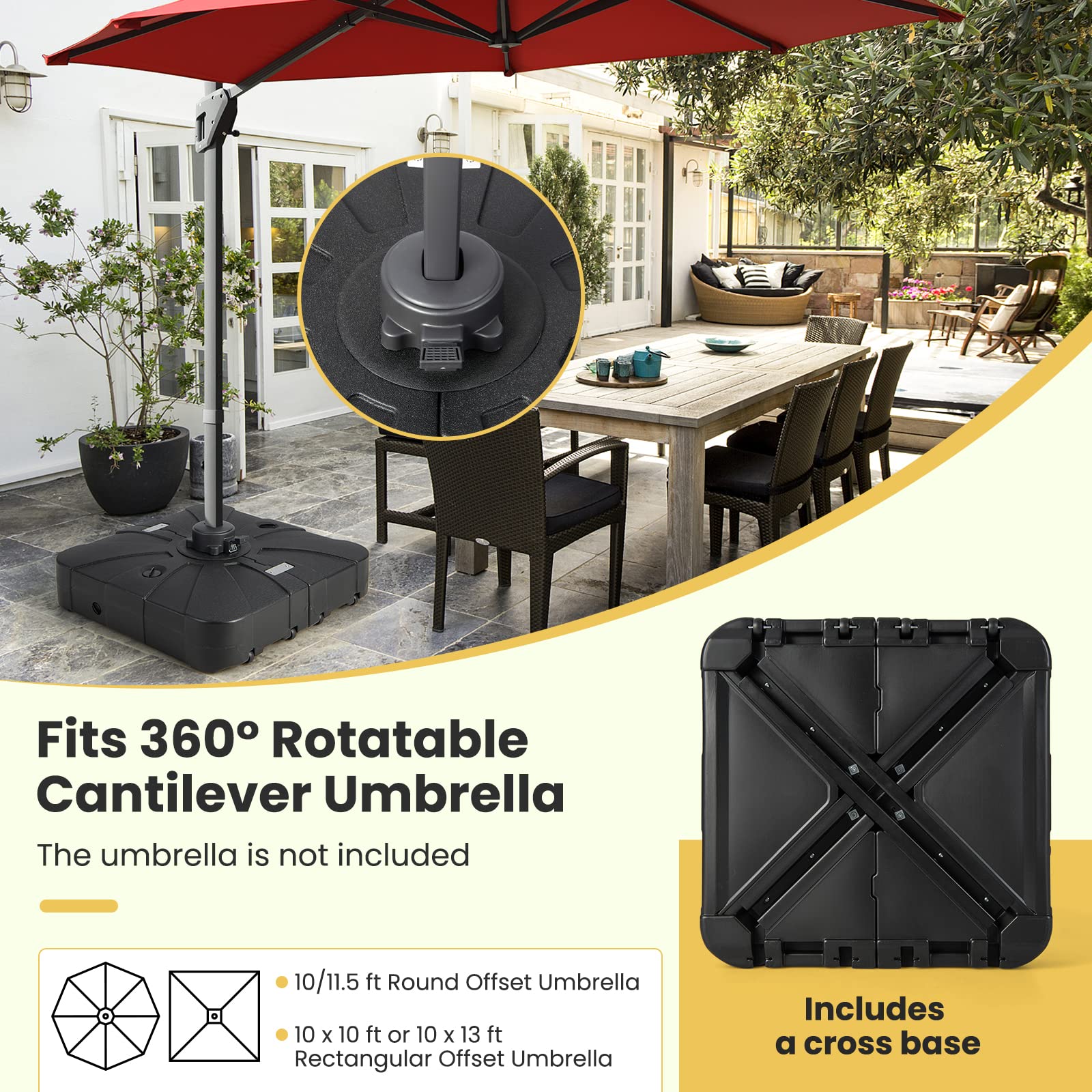 Giantex Cantilever Umbrella Base with Wheels