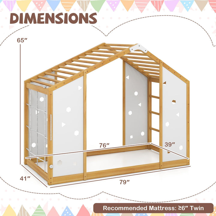 Giantex Twin Size Montessori Floor Bed, 3-in-1 Indoor Kids Jungle Gym Playground