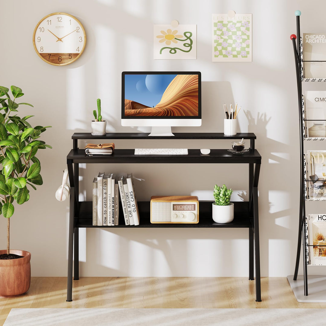 Giantex Space Saving Computer Desk with Monitor Stand and Extra Storage Shelf for Work Study