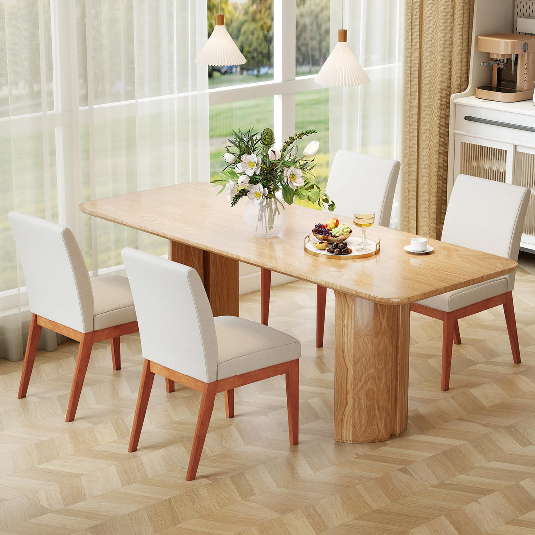 Giantex Upholstered Dining Chairs Set of 2 or 4 Kitchen Armless Side Chair w/Rubber Wood Legs