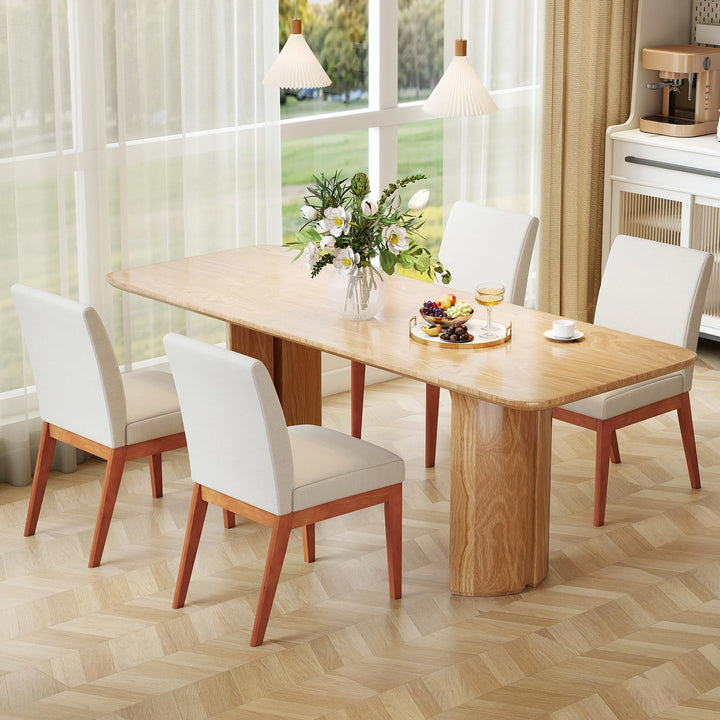 Giantex Upholstered Dining Chairs Set of 2 or 4 Kitchen Armless Side Chair w/Rubber Wood Legs