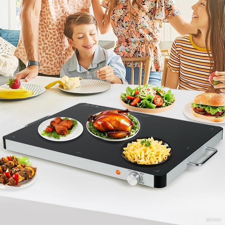Giantex Electric Warming Tray 21'' x 16'' - Tempered Glass Buffet Server & Food Warmer