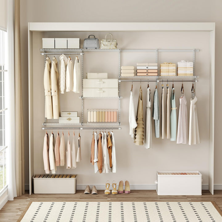 Giantex Closet Organizer System 4-8 FT Wall-Mounted Closet Shelves and Rod