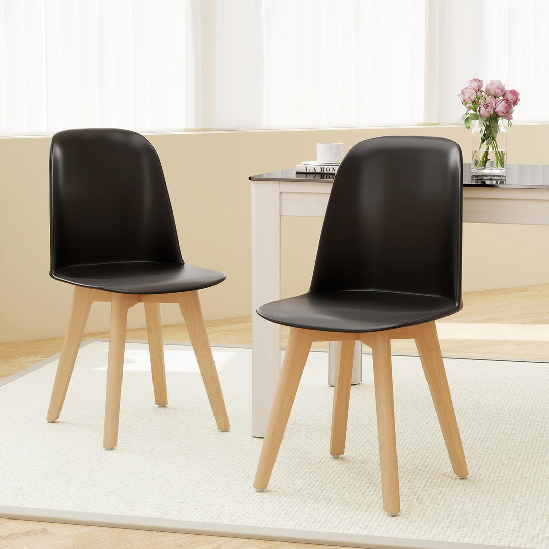 Giantex Modern Dining Chairs Set of 2/4 Armless Kitchen Chair w/Solid Beech Wood Legs