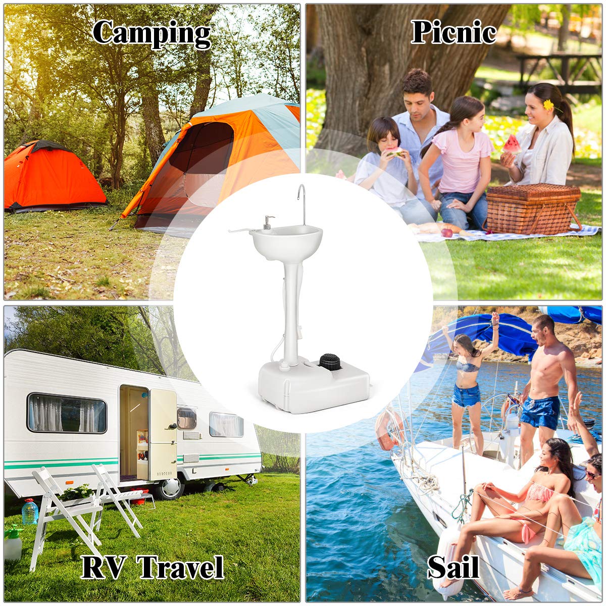 Portable Camping Sink with Soap Dispenser and Towel Holder