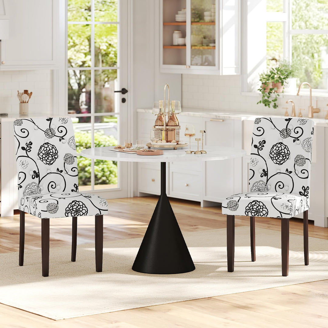 Giantex Tufted Dining Chairs Set of 2/4 Upholstered Kitchen Chairs w/Padded Seat & High Backrest