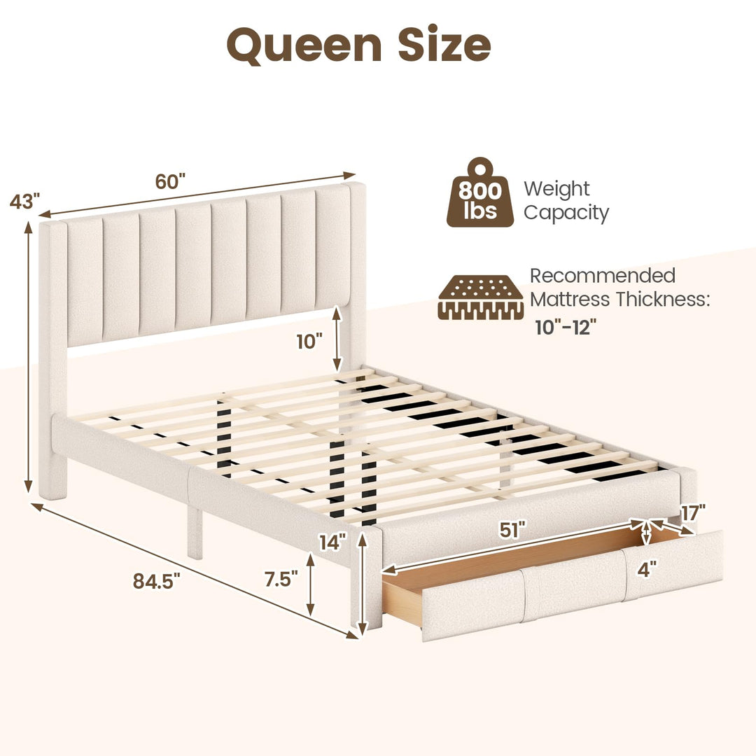 Giantex Queen Size Bed Frame with Storage Drawer